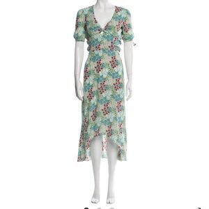 INTERMIX Floral Midi Dress - Red and Blue- like new excellent condition